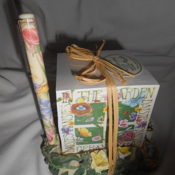 Vtg lady Jane Ltd. porcelain Writer's Block paper Cube 600 sheets w/ pen Gift π - Picture 6 of 9